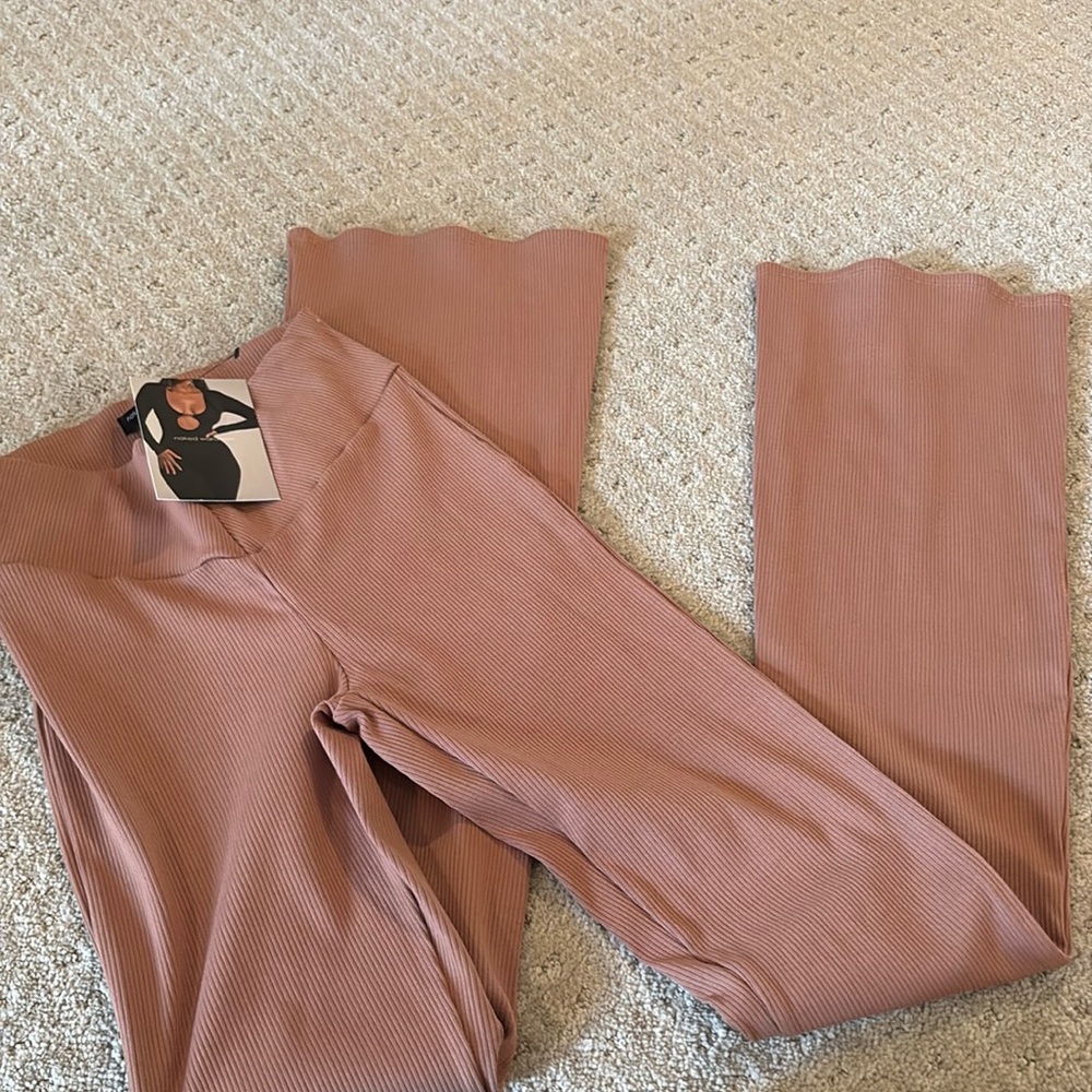 Naked Wardrobe flare ribbed pants NWT